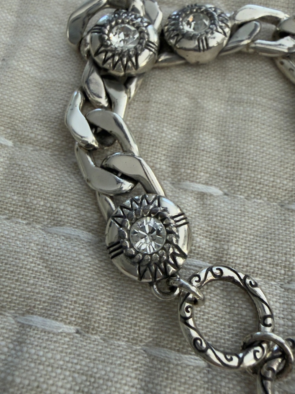 Brighton Bracelet Fortino Cuban flat link silver plated Swarovski crystal - Picture 4 of 8